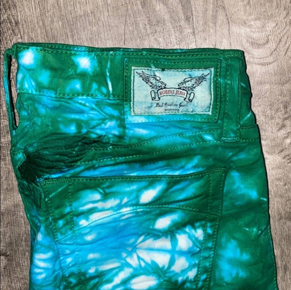 Robin's Jean Turquoise and Green Tie-Dye Jeans